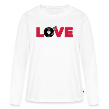Changement de couleur Love Vinyl 2C - T-shirt manches longues Premium bio Femme - blanc - Devant - Julia (174cm)