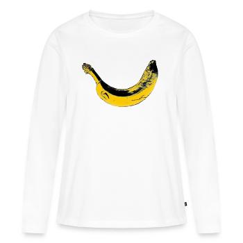Banane - T-shirt manches longues Premium bio Femme - blanc - Devant - Julia (174cm)