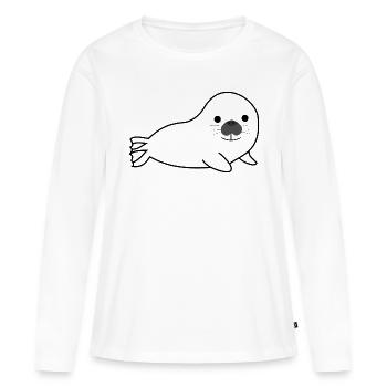 Phoques - T-shirt manches longues Premium bio Femme - blanc - Devant - Julia (174cm)