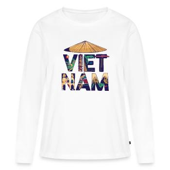 Vacances souvenirs au Vietnam en Asie du Sud-Est au paradis - T-shirt manches longues Premium bio Femme - blanc - Devant - Julia (174cm)
