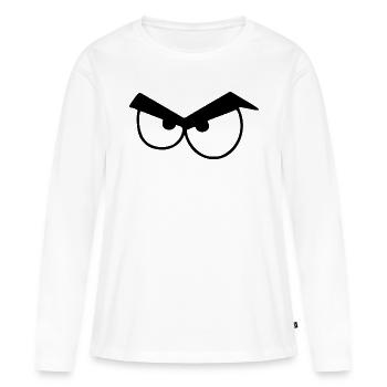 Des yeux en colère avec des sourcils. - T-shirt manches longues Premium bio Femme - blanc - Devant - Julia (174cm)