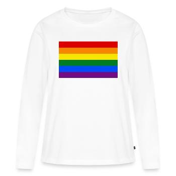 Drapeau homo - T-shirt manches longues Premium bio Femme - blanc - Devant - Julia (174cm)