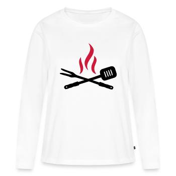 BBQ - T-shirt manches longues Premium bio Femme - blanc - Devant - Julia (174cm)