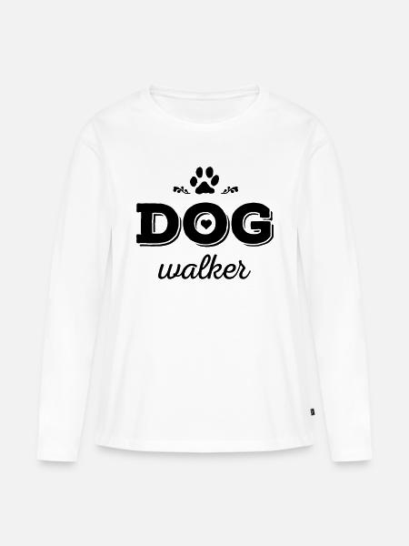 Dog shirt, DOG walker - Women's Premium Organic Long Sleeve Shirt - white