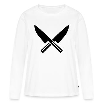 Couteaux - T-shirt manches longues Premium bio Femme - blanc - Devant - Julia (174cm)