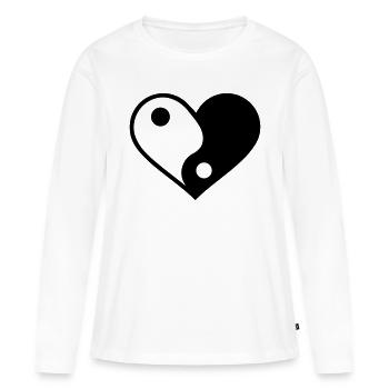 Yin yang - T-shirt manches longues Premium bio Femme - blanc - Devant - Julia (174cm)