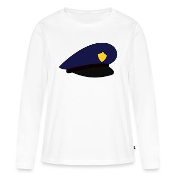 Polizeimütze Mütze Polizei - Frauen Premium Bio Langarmshirt - Weiß - Vorne - Julia (174cm)
