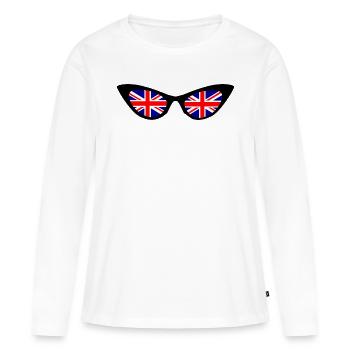 Drapeau britannique en ombres - T-shirt manches longues Premium bio Femme - blanc - Devant - Julia (174cm)
