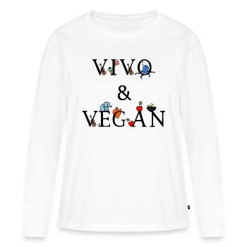 Vivo & Vegan - Frauen Premium Bio Langarmshirt - Weiß - Vorne - Julia (174cm)