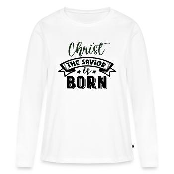 Christ le Sauveur est né - T-shirt manches longues Premium bio Femme - blanc - Devant - Julia (174cm)