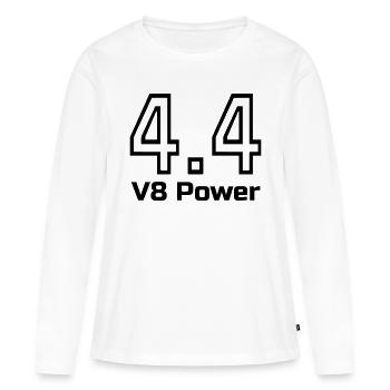 4.4 Puissance du V8 - T-shirt manches longues Premium bio Femme - blanc - Devant - Julia (174cm)