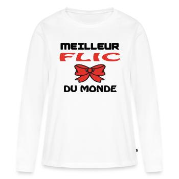 BESTER COP DER WELT - Frauen Premium Bio Langarmshirt - Weiß - Vorne - Julia (174cm)