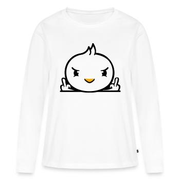 Oiseau mauvais majeur montrant mauvais garçon derrière la clôture - T-shirt manches longues Premium bio Femme - blanc - Devant - Julia (174cm)