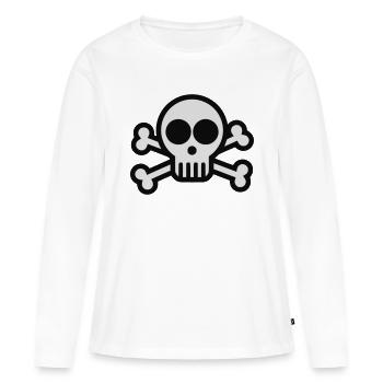 Crâne et os croisés de pirate - T-shirt manches longues Premium bio Femme - blanc - Devant - Julia (174cm)