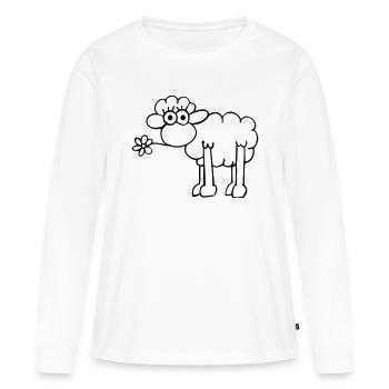 sheep_blume005 - T-shirt manches longues Premium bio Femme - blanc - Devant - Julia (174cm)