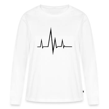Fréquence - Pouls - T-shirt manches longues Premium bio Femme - blanc - Devant - Julia (174cm)