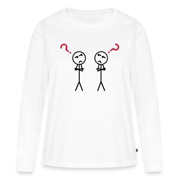Point d'interrogation - T-shirt manches longues Premium bio Femme - blanc - Devant - Julia (174cm)