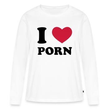I Love Porn - T-shirt manches longues Premium bio Femme - blanc - Devant - Julia (174cm)