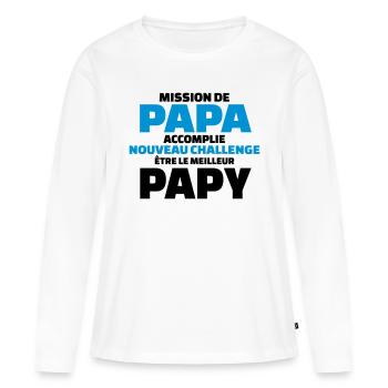 nouveau challenge être le meilleur papy - T-shirt manches longues Premium bio Femme - blanc - Devant - Julia (174cm)