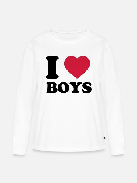 I Love Boys - Frauen Premium Bio Langarmshirt - Weiß