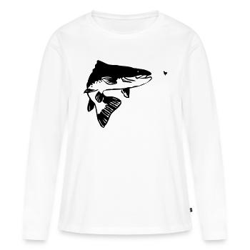 Forelle - Frauen Premium Bio Langarmshirt - Weiß - Vorne - Julia (174cm)