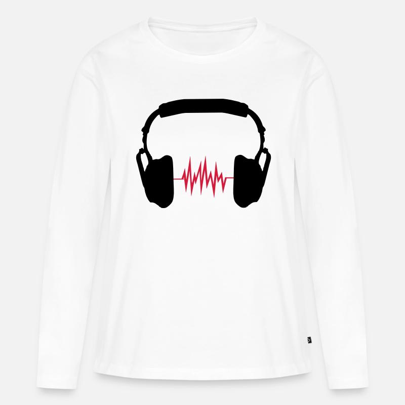 Kopfhörer - Frauen Premium Bio Langarmshirt - Weiß