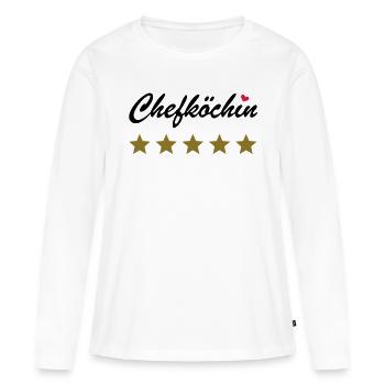5 Sterne Chefköchin mit Herz. * Koch Köchin kochen - Frauen Premium Bio Langarmshirt - Weiß - Vorne - Julia (174cm)
