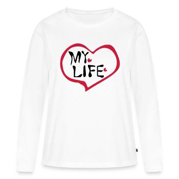 Herz mein Leben - Frauen Premium Bio Langarmshirt - Weiß - Vorne - Julia (174cm)
