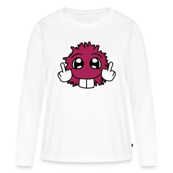 Méchant Wanker te défonce le majeur insultant - T-shirt manches longues Premium bio Femme - blanc - Devant - Julia (174cm)