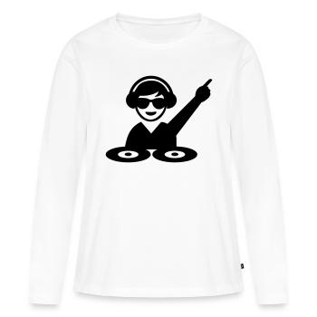 DJ - T-shirt manches longues Premium bio Femme - blanc - Devant - Julia (174cm)