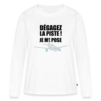 JE ME POSE ! - T-shirt manches longues Premium bio Femme - blanc - Devant - Julia (174cm)