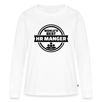 HR Manager - T-shirt manches longues Premium bio Femme - blanc - Devant - Julia (174cm)