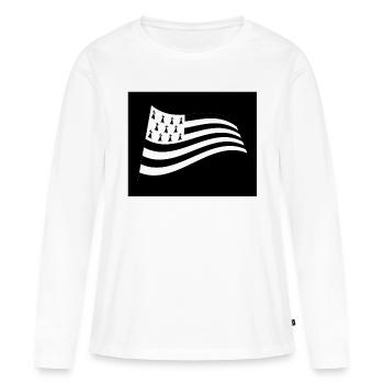 drapeau breton dans le vent - T-shirt manches longues Premium bio Femme - blanc - Devant - Julia (174cm)