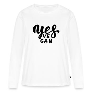 Yes vegan - T-shirt manches longues Premium bio Femme - blanc - Devant - Julia (174cm)