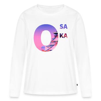 Osaka - T-shirt manches longues Premium bio Femme - blanc - Devant - Julia (174cm)