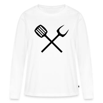Couverts barbecue - T-shirt manches longues Premium bio Femme - blanc - Devant - Julia (174cm)