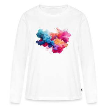 fumée colorée - T-shirt manches longues Premium bio Femme - blanc - Devant - Julia (174cm)