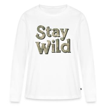RESTEZ SAUVAGE - T-shirt manches longues Premium bio Femme - blanc - Devant - Julia (174cm)