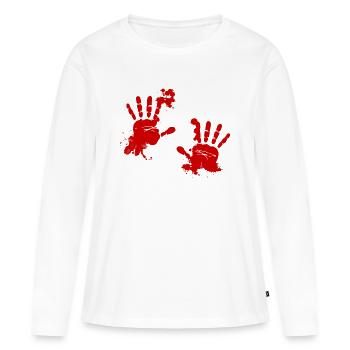 Blutige Hände - Frauen Premium Bio Langarmshirt - Weiß - Vorne - Julia (174cm)