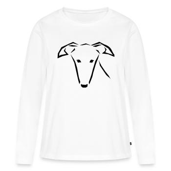 Tête de lévrier - T-shirt manches longues Premium bio Femme - blanc - Devant - Julia (174cm)