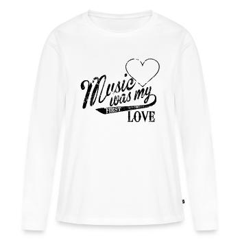 music was my first love - T-shirt manches longues Premium bio Femme - blanc - Devant - Julia (174cm)