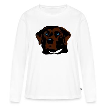 Labrador braun, blond oder schwarz - Frauen Premium Bio Langarmshirt - Weiß - Vorne - Julia (174cm)