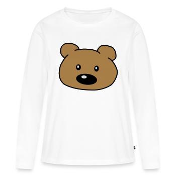 Mignon mignon mignon visage d’ours tête d’ours brune - T-shirt manches longues Premium bio Femme - blanc - Devant - Julia (174cm)