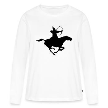 krieger - Frauen Premium Bio Langarmshirt - Weiß - Vorne - Julia (174cm)