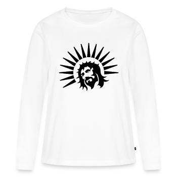 Jésus qui brille - T-shirt manches longues Premium bio Femme - blanc - Devant - Julia (174cm)
