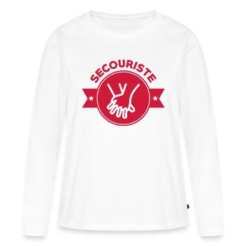 Secourisme / Secouriste / Secours / Secourir - T-shirt manches longues Premium bio Femme - blanc - Devant - Julia (174cm)