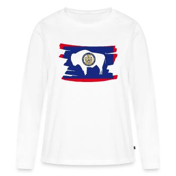 Wyoming USA - Flag - brush horizontal - T-shirt manches longues Premium bio Femme - blanc - Devant - Julia (174cm)