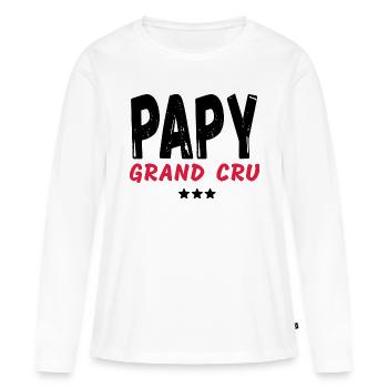 Papy grand cru - T-shirt manches longues Premium bio Femme - blanc - Devant - Julia (174cm)