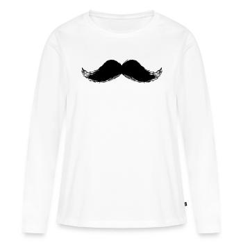 moustache - T-shirt manches longues Premium bio Femme - blanc - Devant - Julia (174cm)