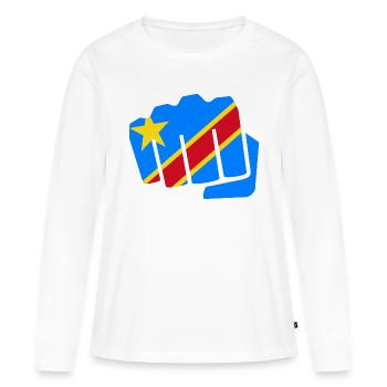Kongo Zaire Kongu DR Congo Kongó Flagge Geschenk - Frauen Premium Bio Langarmshirt - Weiß - Vorne - Julia (174cm)